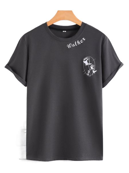 men floral & letter graphic tee y6tf#, White;black
men floral & letter graphic tee y6tf#, White;black