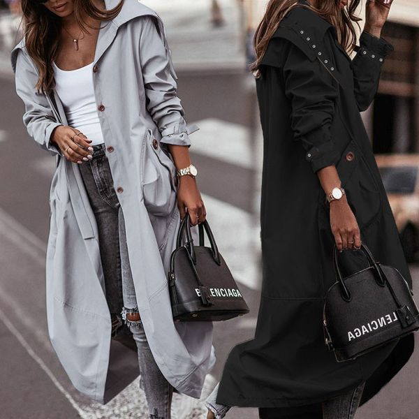 women long trench coats hooded button front belted hem windbreaker jackets, Tan;black
women long trench coats hooded button front belted hem windbreaker jackets, Tan;black