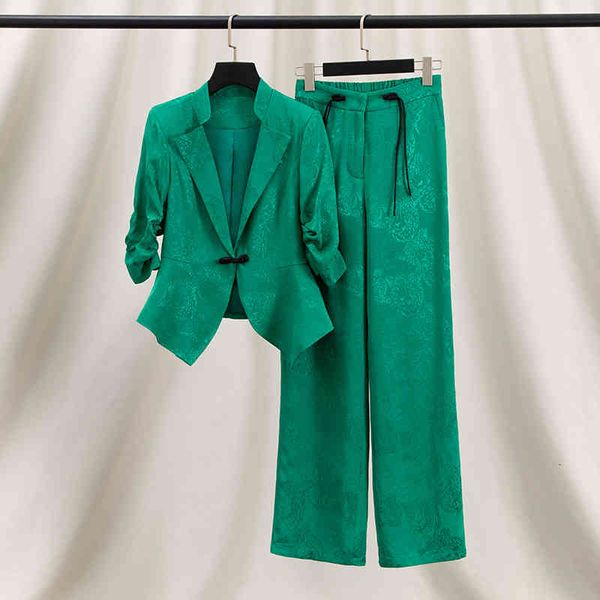women's two piece pants green korean royal sister style suit coat two piece women's summer thin straight tube high waist wide leg, White
women's two piece pants green korean royal sister style suit coat two piece women's summer thin straight tube high waist wide leg, White