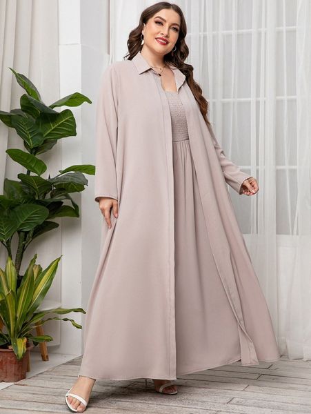 plus solid open front coat & shirred maxi dress d1x3#, Black
plus solid open front coat & shirred maxi dress d1x3#, Black