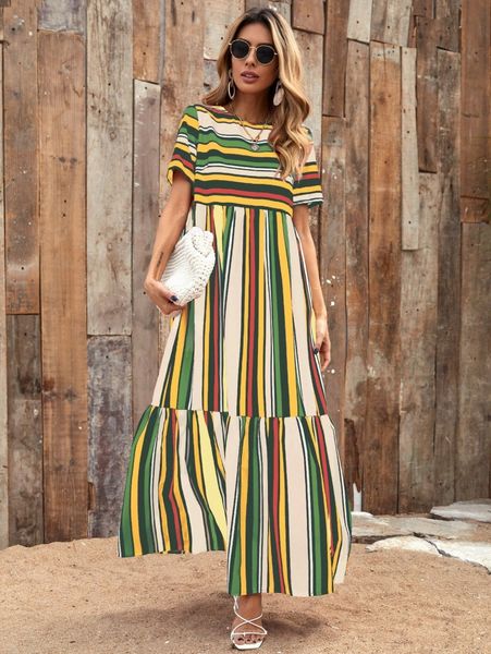 striped ruffle hem babydoll dress 06pr#, Black;gray
striped ruffle hem babydoll dress 06pr#, Black;gray