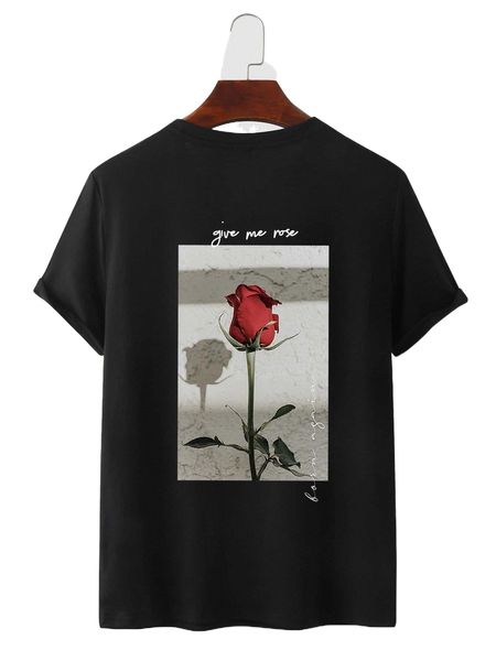 men letter & floral print tee u3ir#, White;black
men letter & floral print tee u3ir#, White;black