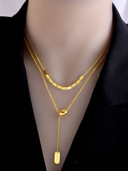 2pcs fashion jewelry necklaces for women no need to take off and wear titanium steel double-layer necklace in bath clavicle chain, Silver
2pcs fashion jewelry necklaces for women no need to take off and wear titanium steel double-layer necklace in bath clavicle chain, Silver