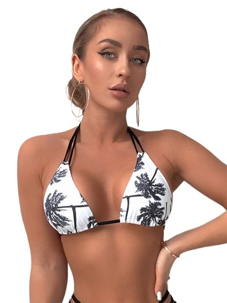 tropical print halter triangle bikini 76om#, White;black
tropical print halter triangle bikini 76om#, White;black