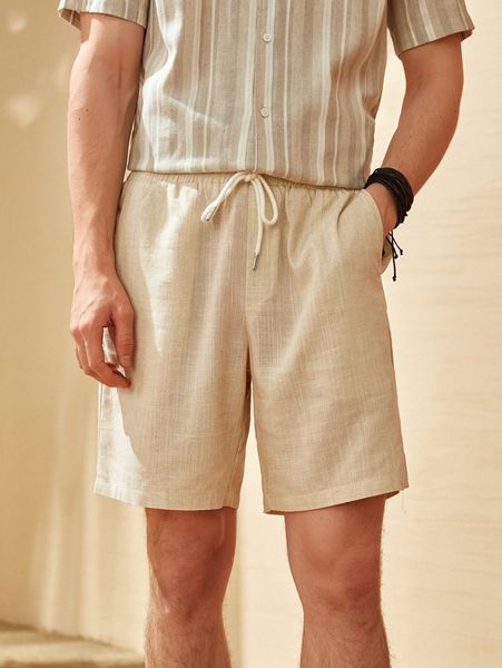men solid drawstring shorts z9fn#, White;black