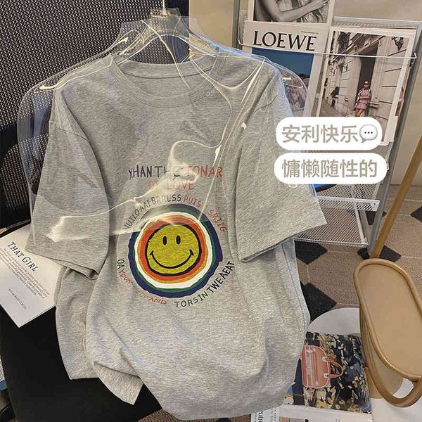 women's t-shirt 2022 grey smiling face print short sleeve t-shirt women's 2022 summer loose casual round neck i5u7, White
women's t-shirt 2022 grey smiling face print short sleeve t-shirt women's 2022 summer loose casual round neck i5u7, White