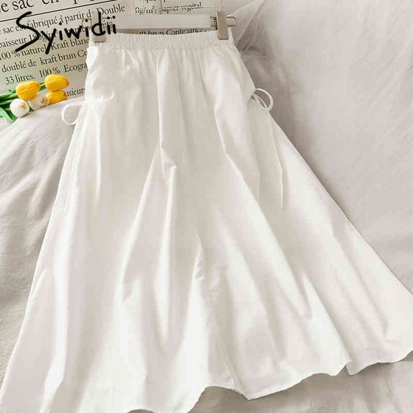elastic high waist skirt women lace up midcalf casual aline solid white spring summer korean fashion skirts 210415, Black
elastic high waist skirt women lace up midcalf casual aline solid white spring summer korean fashion skirts 210415, Black