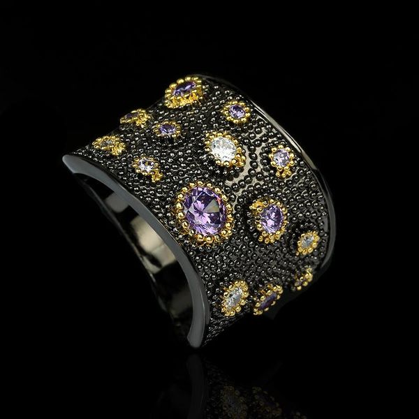 cluster rings retro women's colored zircon exaggerated party black gold jewelry ring, Golden;silver
cluster rings retro women's colored zircon exaggerated party black gold jewelry ring, Golden;silver