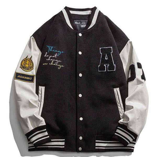 oversize loose baseball jacket men 2021 new spring patchwork leather sleeve letter embroidery patch bomber women's jacket coat t220728, Black;brown
oversize loose baseball jacket men 2021 new spring patchwork leather sleeve letter embroidery patch bomber women's jacket coat t220728, Black;brown