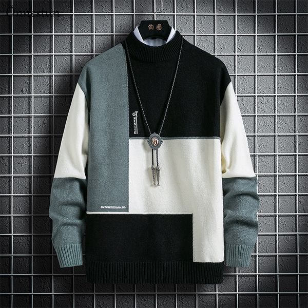 onnestun sweater men winter stitching design men's sweater long sleeve knitted pullover casual sweater man 201126, White;black
onnestun sweater men winter stitching design men's sweater long sleeve knitted pullover casual sweater man 201126, White;black