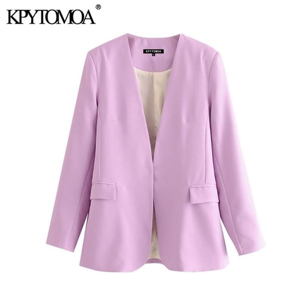 kpytomoa women fashion office wear v neck blazer coat vintage long sleeve back vents pockets female outerwear chic 201106, White;black
kpytomoa women fashion office wear v neck blazer coat vintage long sleeve back vents pockets female outerwear chic 201106, White;black