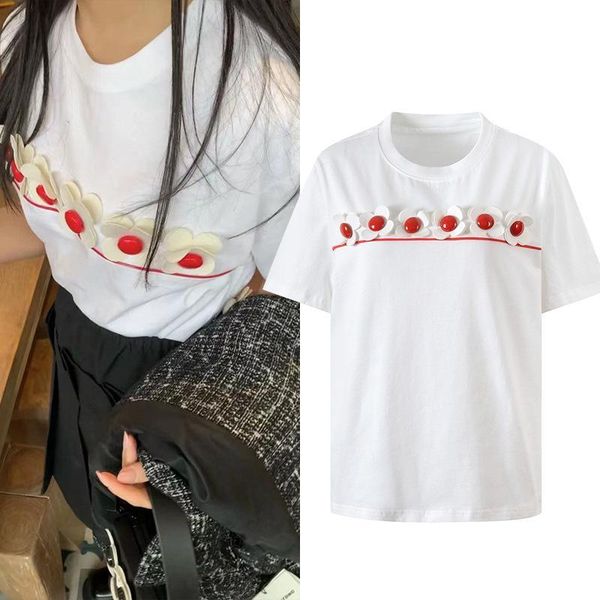 women's t-shirt korean loose red button flower o-neck white short-sleeved clothes summer brand fashionable casual women's
women's t-shirt korean loose red button flower o-neck white short-sleeved clothes summer brand fashionable casual women's