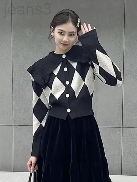 women's knits & tees designer versatile fashion aging ling check color matching ruffle sweater female doll collar autumn and winter new, White
women's knits & tees designer versatile fashion aging ling check color matching ruffle sweater female doll collar autumn and winter new, White