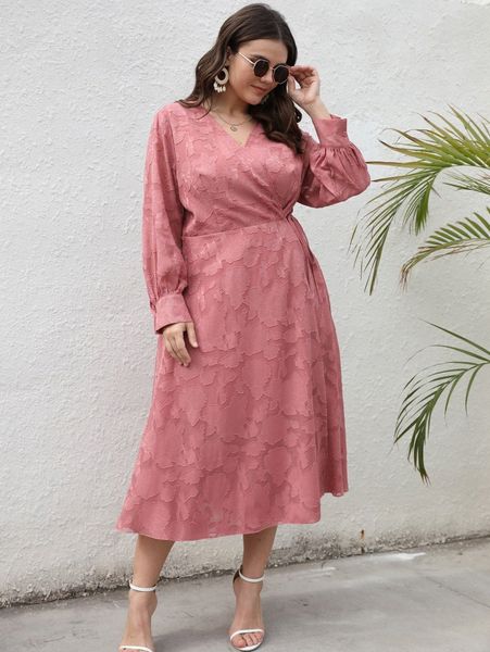 plus bishop sleeve tie side wrap dress s7n0#, Black 
plus bishop sleeve tie side wrap dress s7n0#, Black