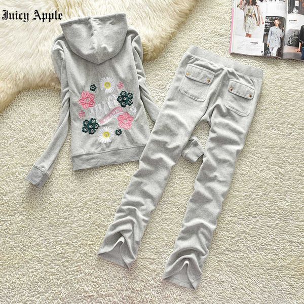 juicy apple tracksuit women fall spring embroidery two-pieces running sets casual women's tracksuits zip up hooded coats and pants, Gray
juicy apple tracksuit women fall spring embroidery two-pieces running sets casual women's tracksuits zip up hooded coats and pants, Gray