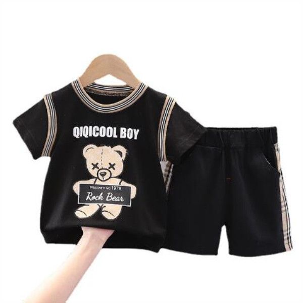 fashion casual boys set 2022 summer children's clothes new boy baby cartoon bear short-sleeved t-shirt+shorts 2 pcs suit, White
fashion casual boys set 2022 summer children's clothes new boy baby cartoon bear short-sleeved t-shirt+shorts 2 pcs suit, White