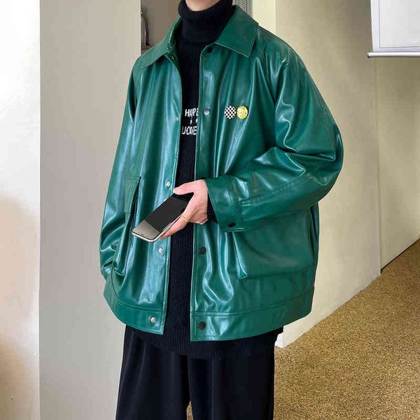 2021 men's loose stylish baseball pu leather motorcycle coats green color russian jackets lapel collar faux fur coat m-2xl t220728, Black
2021 men's loose stylish baseball pu leather motorcycle coats green color russian jackets lapel collar faux fur coat m-2xl t220728, Black