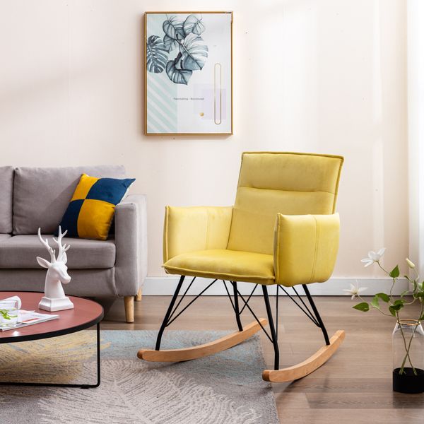 living room furniture modern velvet rocking chair upholstered accent rocker chair comfy side armchair yellow
living room furniture modern velvet rocking chair upholstered accent rocker chair comfy side armchair yellow