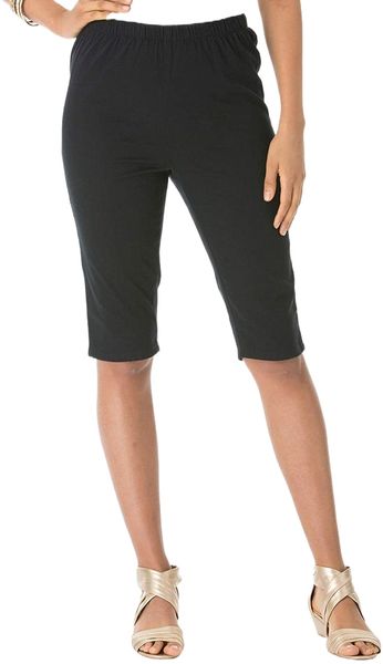 women's plus size pull-on stretch bermuda jean short b9g5#, White;black
women's plus size pull-on stretch bermuda jean short b9g5#, White;black