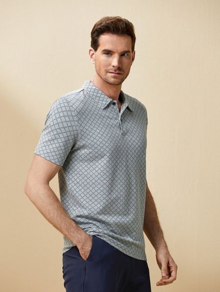 men allover print polo shirt e985#, White;black
men allover print polo shirt e985#, White;black