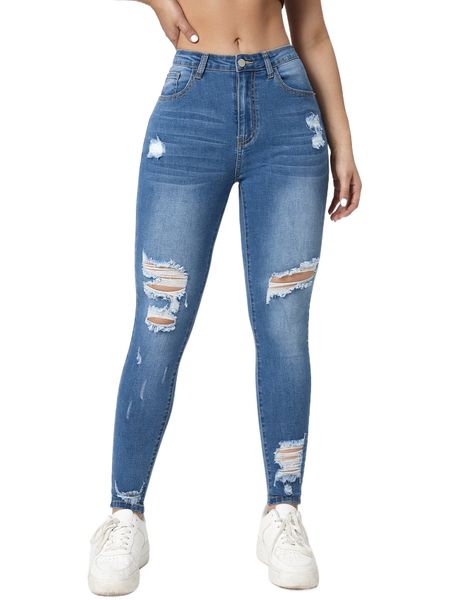 ripped skinny jeans z6xc#, Blue