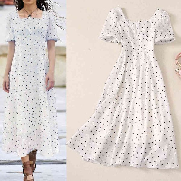 casual dresses spring and summer fashion catwalk women's line square neck wave point bubble sleeve waist wrap dress, Black;gray
casual dresses spring and summer fashion catwalk women's line square neck wave point bubble sleeve waist wrap dress, Black;gray