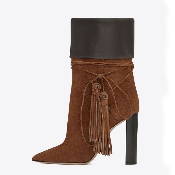 fashion- boots leather chuncky heels patchwork pointed toes winter boots ankle chic women shoes tassel botas, Black
fashion- boots leather chuncky heels patchwork pointed toes winter boots ankle chic women shoes tassel botas, Black