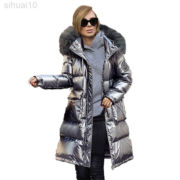 winter glossy parkas coat women new loose thick warm cotton jacket fur collar hooded long down cotton coat l220730, Black
winter glossy parkas coat women new loose thick warm cotton jacket fur collar hooded long down cotton coat l220730, Black