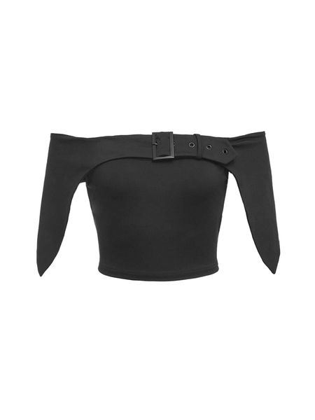 off shoulder grommet eyelet detail q7p2#, White