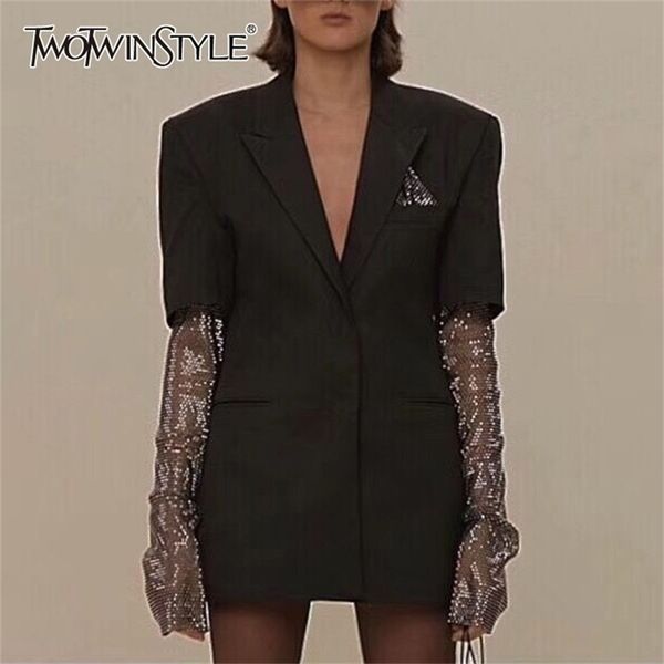 twotwinstyle summer solid blazer for women long sleeve diamond patchwork long elegant coat female fashion clothing 220402, White;black
twotwinstyle summer solid blazer for women long sleeve diamond patchwork long elegant coat female fashion clothing 220402, White;black