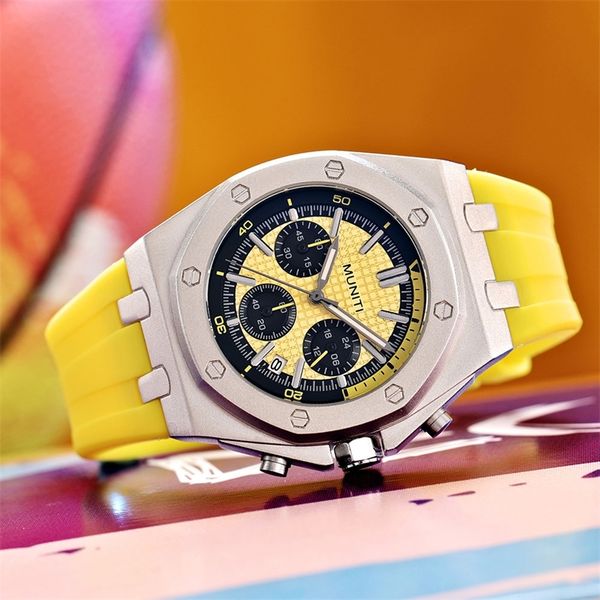 fashion quartz watch men yellow silicone strap chronograph watches military sport auto date wristwatch for man, Slivery;brown
fashion quartz watch men yellow silicone strap chronograph watches military sport auto date wristwatch for man, Slivery;brown