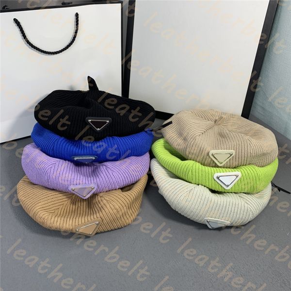 designer women bonnet warm knitted beret men wool beanies hats triangle badge floppy woolen berets, Blue;gray
designer women bonnet warm knitted beret men wool beanies hats triangle badge floppy woolen berets, Blue;gray