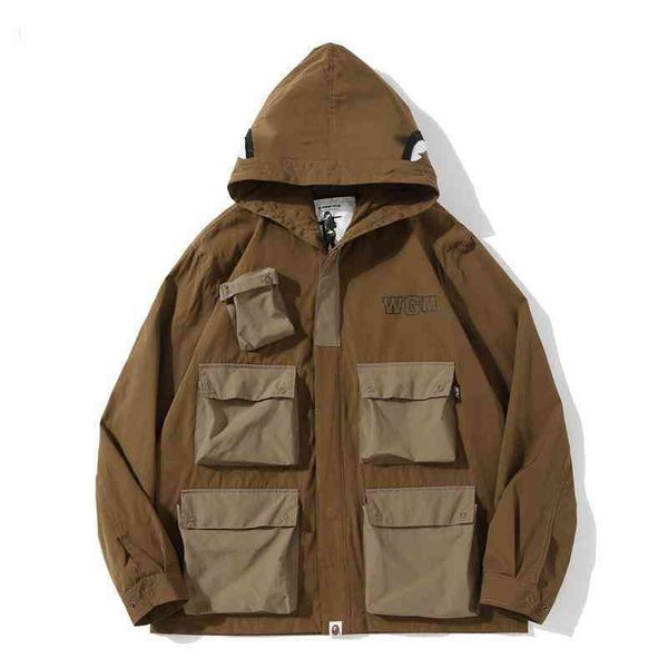 designer hooded jacket shark embroidery work jackets men and women functional wind multi-pocket cardigan coffee qi jacket windbreaker, Black;brown
designer hooded jacket shark embroidery work jackets men and women functional wind multi-pocket cardigan coffee qi jacket windbreaker, Black;brown