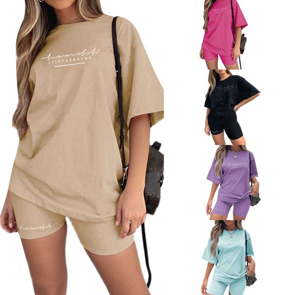 women's leisure sports 2-piece set summer loose short sleeve letter printed t-shirt and tight capris shorts sports set outfits 0617, White
women's leisure sports 2-piece set summer loose short sleeve letter printed t-shirt and tight capris shorts sports set outfits 0617, White