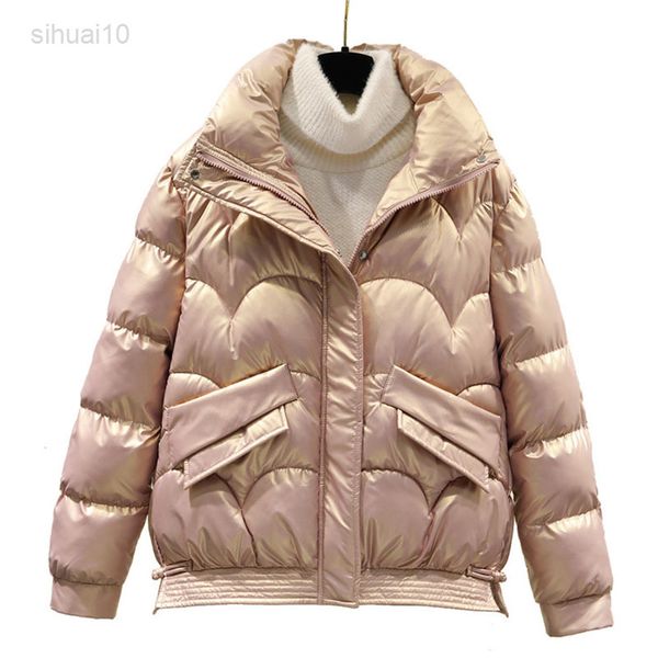 women coat sparkle metallic color cotton long sleeves zipper thick warm loose casual lady jackets winter new chic outfit n12 l220725, Black
women coat sparkle metallic color cotton long sleeves zipper thick warm loose casual lady jackets winter new chic outfit n12 l220725, Black