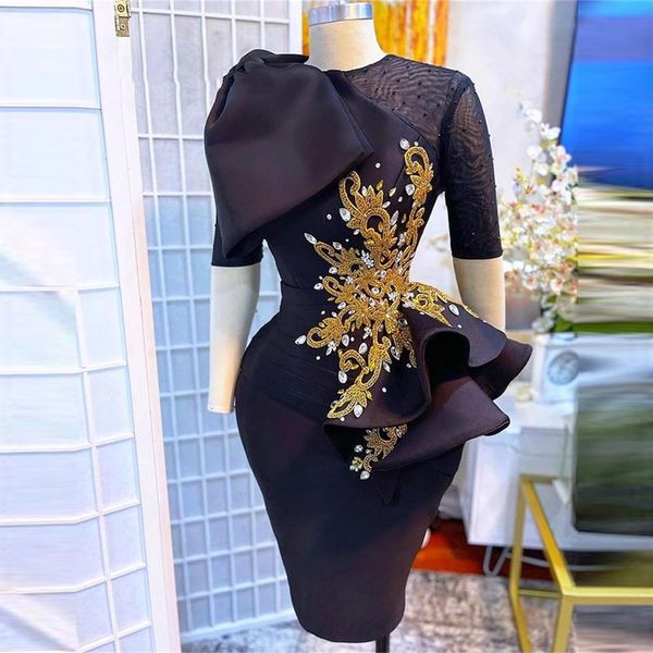 black mermaid prom dresses lace appliques beaded crystals half sleeves knee length women party dress robes de cocktail
black mermaid prom dresses lace appliques beaded crystals half sleeves knee length women party dress robes de cocktail