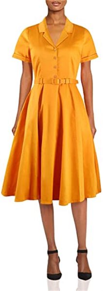 & tees women's 1950s vintage cape collar short sleeves formal work cocktail swing skirt belt pocket, White
& tees women's 1950s vintage cape collar short sleeves formal work cocktail swing skirt belt pocket, White
