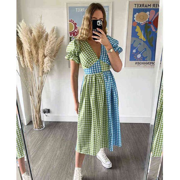 plaid green blue spliced midi dress women summer autumn beach long dress short sleeve checkered vintage dress l220714, Black;gray
plaid green blue spliced midi dress women summer autumn beach long dress short sleeve checkered vintage dress l220714, Black;gray