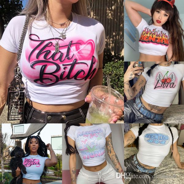 2022 womens designer letter print t-shirt summer new casual round navel slim fit tee, White
2022 womens designer letter print t-shirt summer new casual round navel slim fit tee, White