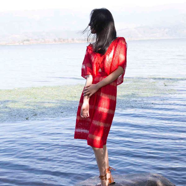 casual dresses french lace jacquard hollow out high waist rubber band bat sleeve backless pleated skirt red holiday beach dress, Black;gray
casual dresses french lace jacquard hollow out high waist rubber band bat sleeve backless pleated skirt red holiday beach dress, Black;gray