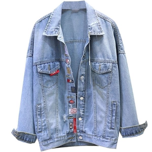 autumn denim jacket women harajuku vintage loose casual basic coat long sleeve jeans jacket coat 201029, Black;brown
autumn denim jacket women harajuku vintage loose casual basic coat long sleeve jeans jacket coat 201029, Black;brown