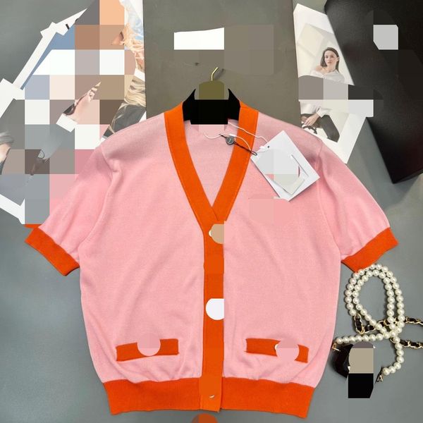 519 2022 milan runway spring summer brand same style short sleeve black pink women's v neck cardigan womens yidao, White
519 2022 milan runway spring summer brand same style short sleeve black pink women's v neck cardigan womens yidao, White