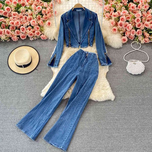 two piece dress high waist jeans women's loose wide leg pants casual floor mops fashion two-piece suit collar coat foreign style vest i, White
two piece dress high waist jeans women's loose wide leg pants casual floor mops fashion two-piece suit collar coat foreign style vest i, White
