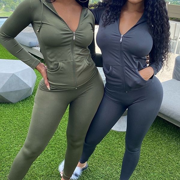 women 2 pcs outfits long sleeve zipper hoodies jacket sweatshirt skinny leggings pants set solid color sports tracksuit, Black;white
women 2 pcs outfits long sleeve zipper hoodies jacket sweatshirt skinny leggings pants set solid color sports tracksuit, Black;white