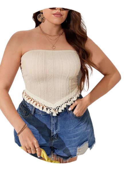 plus fringe hem tube w9rr#, Black