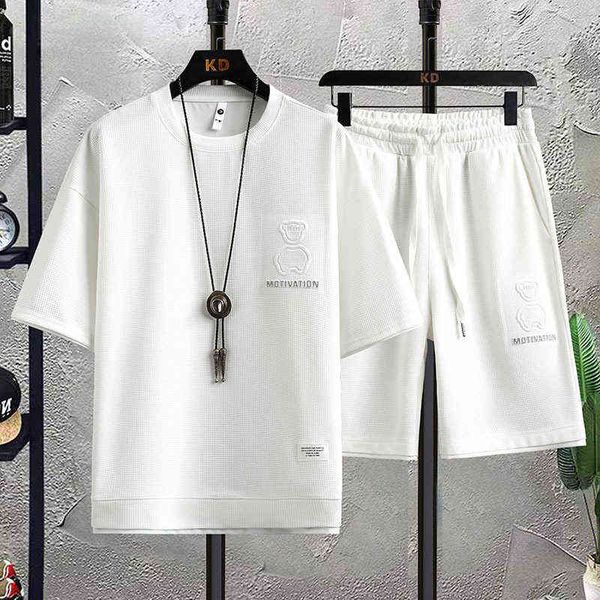 waffle short sleeve t-shirt men's summer suit with cool fashion brand trend ice sense loose fitting clothes, White;black
waffle short sleeve t-shirt men's summer suit with cool fashion brand trend ice sense loose fitting clothes, White;black
