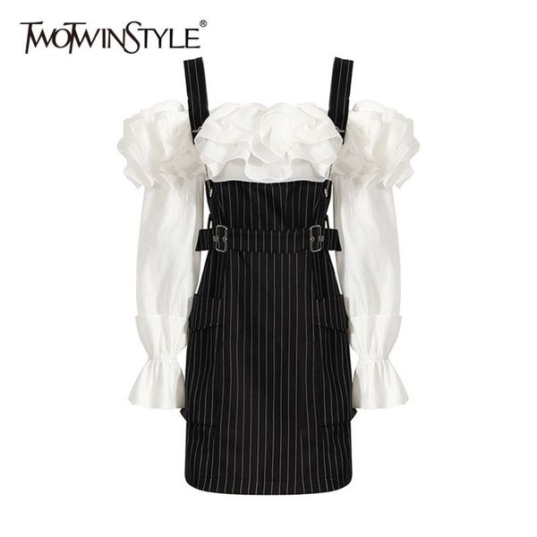 striped patchwork ruffle dress for women slash neck long sleeve high waist vintage fake two dresses female fashion 210423, Black;gray
striped patchwork ruffle dress for women slash neck long sleeve high waist vintage fake two dresses female fashion 210423, Black;gray