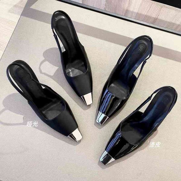 sandals spring style square head thin heel shallow mouth back trip with patent leather sandals, versatile metal sexy, Black
sandals spring style square head thin heel shallow mouth back trip with patent leather sandals, versatile metal sexy, Black