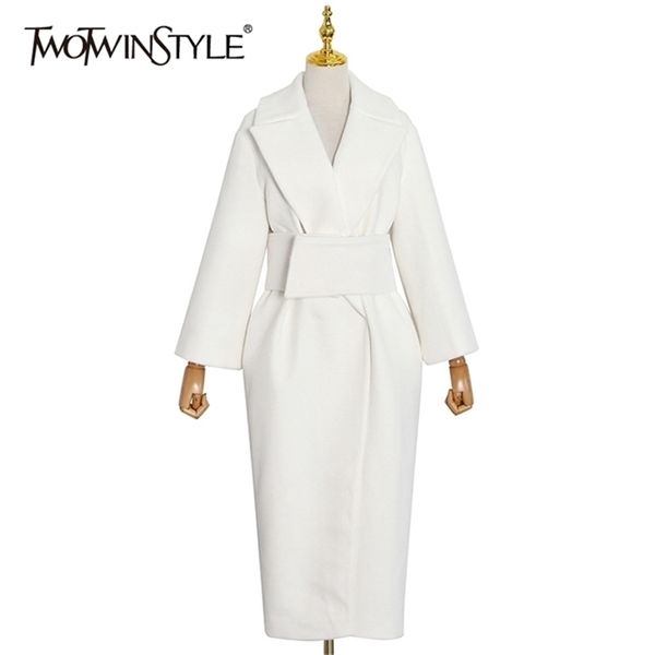 twotwinstyle elegant tweed coat for women lapel long sleeve high waist belt temperament windbreaker female winter fashion 201215, Black
twotwinstyle elegant tweed coat for women lapel long sleeve high waist belt temperament windbreaker female winter fashion 201215, Black
