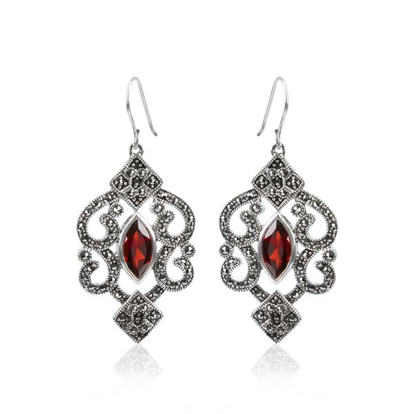 earrings for women vintage 925 silver garnet lantern-shaped dangle with marcasite elegant eardrop
earrings for women vintage 925 silver garnet lantern-shaped dangle with marcasite elegant eardrop